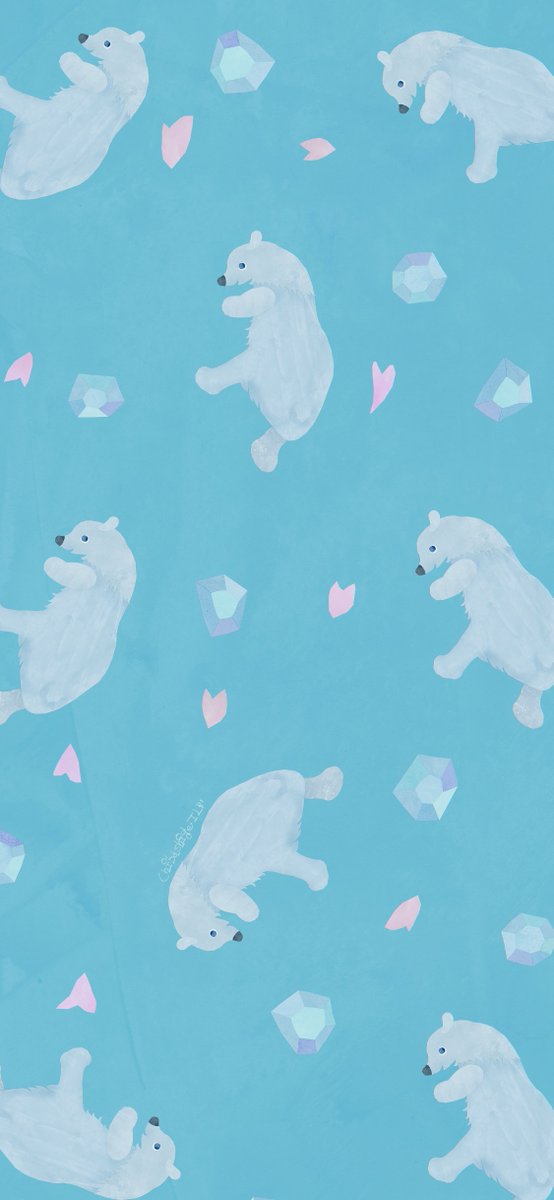 スマホ壁紙 はるのしろくま White Blue 1 2枚目 マルチ対応 ちばしげ イラストレーターのイラスト