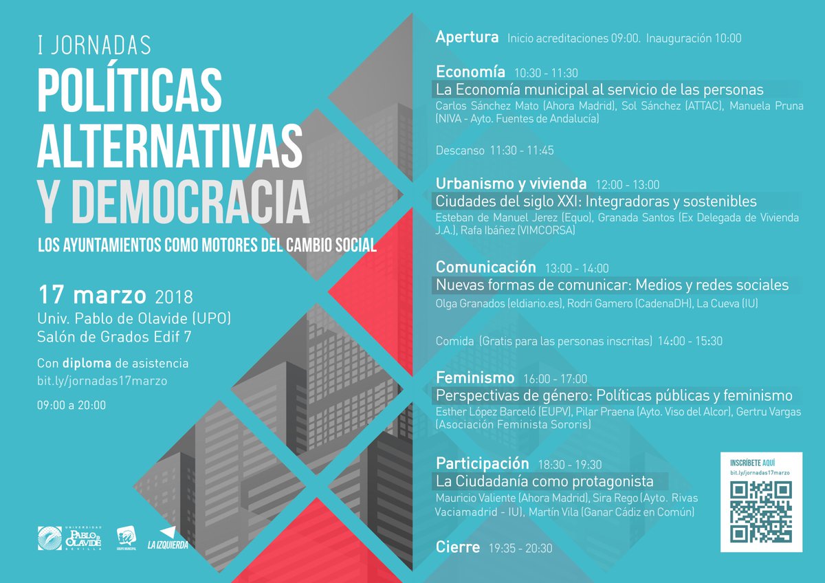iudoshermanas's tweet image. 📢📢 Mañana tienes una cita en las Jornadas de formación públicas, gratuitas y abiertas que organizamos en Dos Hermanas. #Jornadas17MDH

👉 ¡Después de la manifestación, te esperamos en la UPO! Todavía puedes inscribirte, en bit.ly/jornadas17marzo