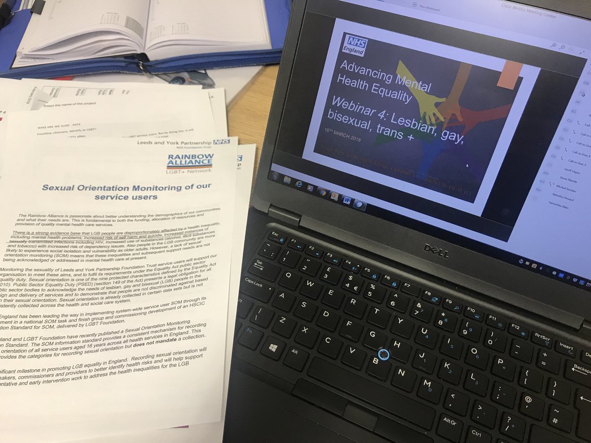All ready for our first Webinar session with the National Collaborating Centre for Mental Health <a href="/NCCMentalHealth/">NCCMH</a> #MHequalitywebinar #LGBT #equality #InclusiveNHS #mentalhealth