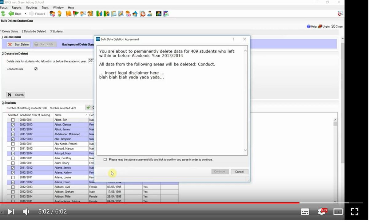 Its difficult to go a day and not hear about #GDPR. Let me join in - news of @CapitaSIMS developments for #GDPR. Watch this 6 minute video on how our Summer release will allow selective data deletion from up to 15 data domains (behaviour, assessment, etc) myaccount.capita-cs.co.uk/Notifications/…