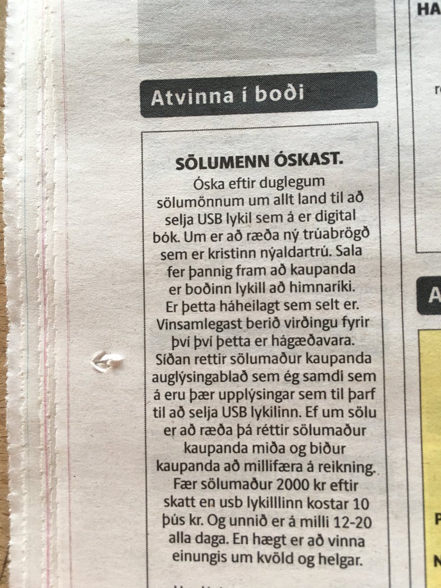 Ég get hætt að hafa áhyggjur af framtíðarstarfi því ég fann draumavinnuna í Fréttablaðinu í dag 😇