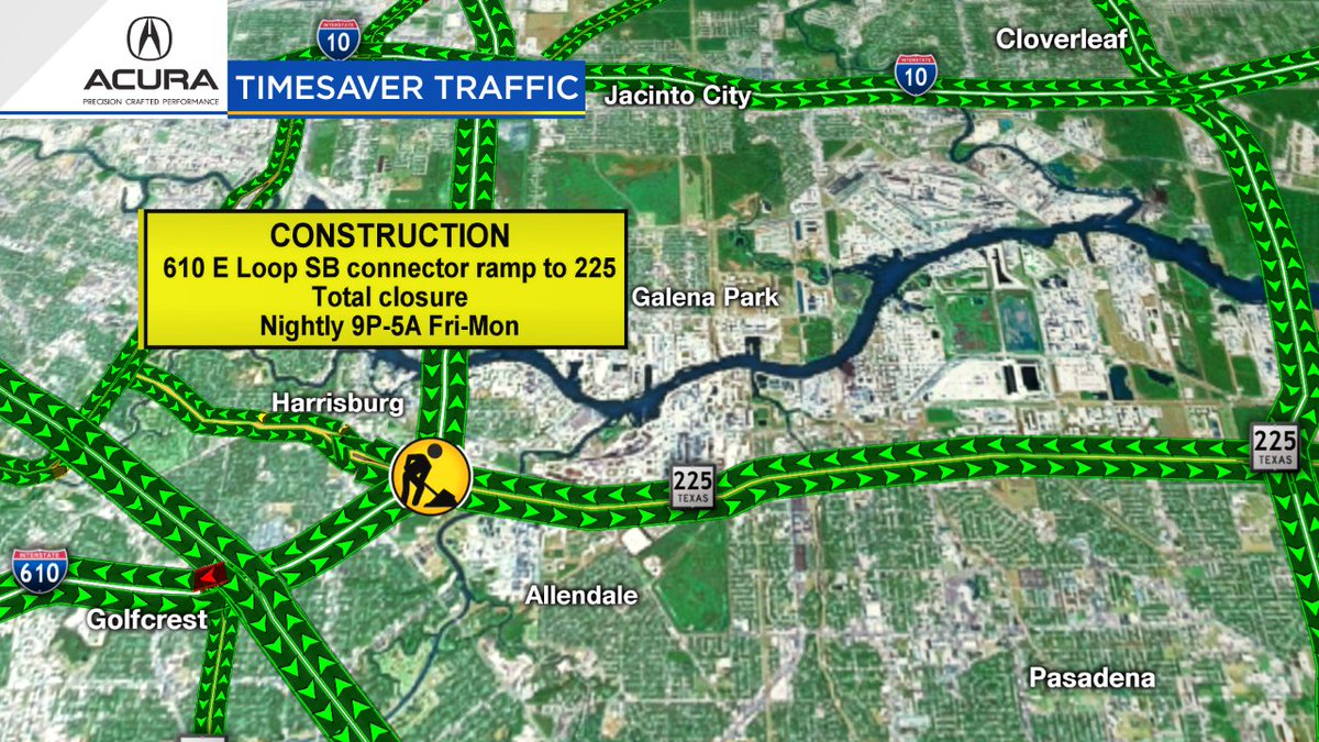 KPRC2Traffic's tweet photo. #CONSTRUCTIONALERT: Nightly 610 E Loop SB to 225 #houtraffic #weekendconstruction https://t.co/b3ZDH7D8S4