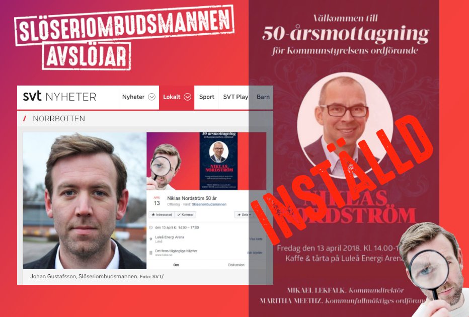 Festen är inställd. Men hoppas du firar ordentligt på egen hand @NiklasNrdstrm. Skicka en inbjudan så kommer jag. Lovar att ta med en väl tilltagen present! svt.se/nyheter/lokalt…