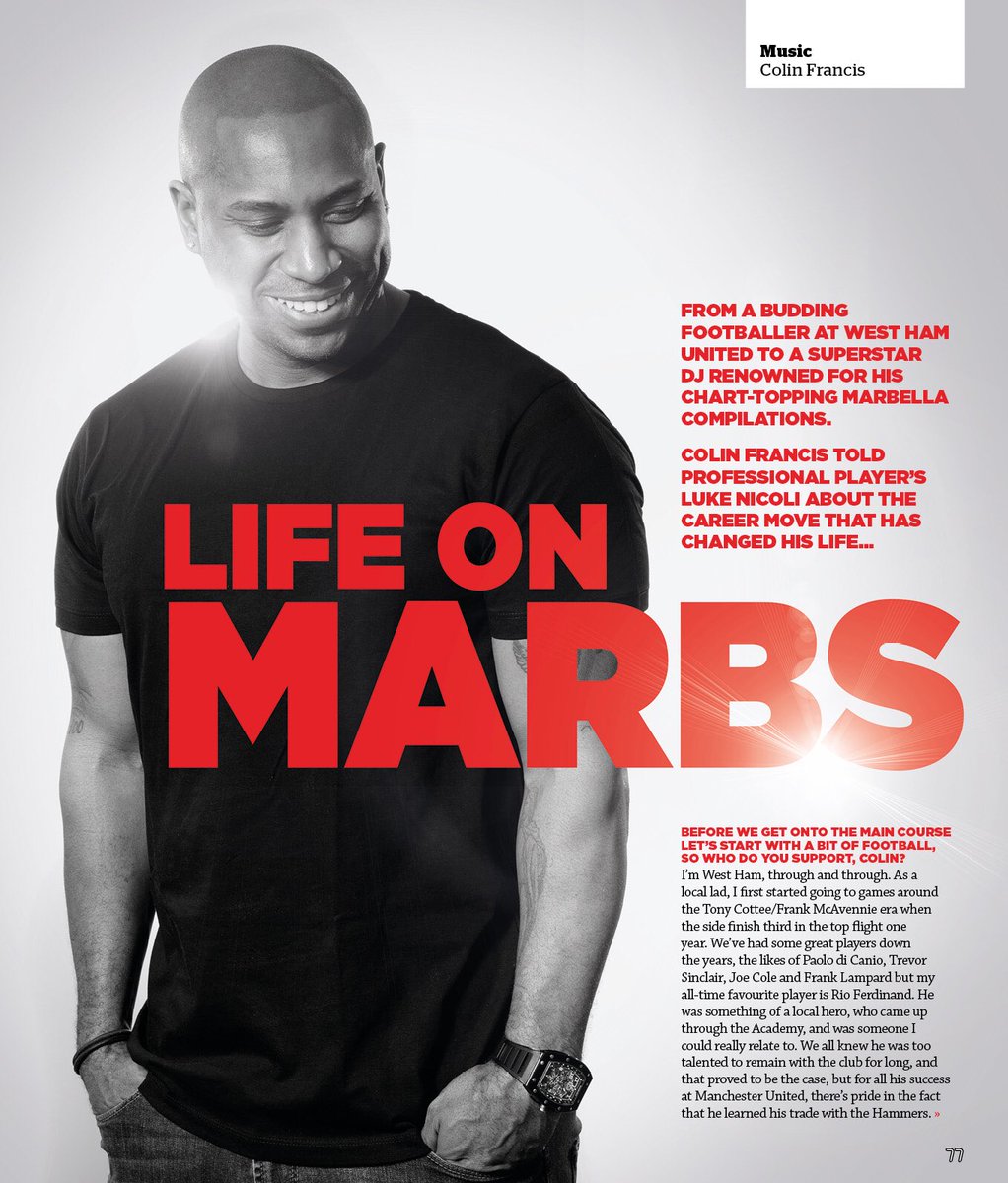 DJColinFrancis's tweet photo. Thank you @proplayermag for the opportunity to be included in your magazine, where I discuss my beginnings of DJ life and my youth days of playing for West Ham &amp; Leyton Orient ... 

Full interview below ❤️👇🏾

https://t.co/B2p4X2nNYS https://t.co/PBU8J9EVch