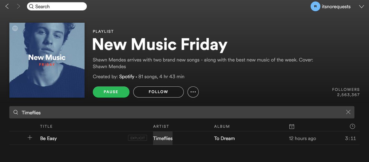 "If we could get a song up on Fresh New Tracks" -<a href="/Timeflies/">Timeflies</a> 

open.spotify.com/track/4kRymJK5… … …

Listen to <a href="/Timeflies/">Timeflies</a>'s brand new "To Dream" single and EP on <a href="/Spotify/">Spotify</a>'s "New Music Friday" playlist. 

And yes, <a href="/jglick23/">Jared Glick</a>, we can get that post up. 📈