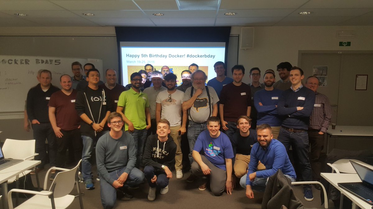 tomverelst's tweet photo. Docker Belgium wishes you a happy birthday, @Docker! #dockerbday #dockerselfie https://t.co/FyYFRr0J0H