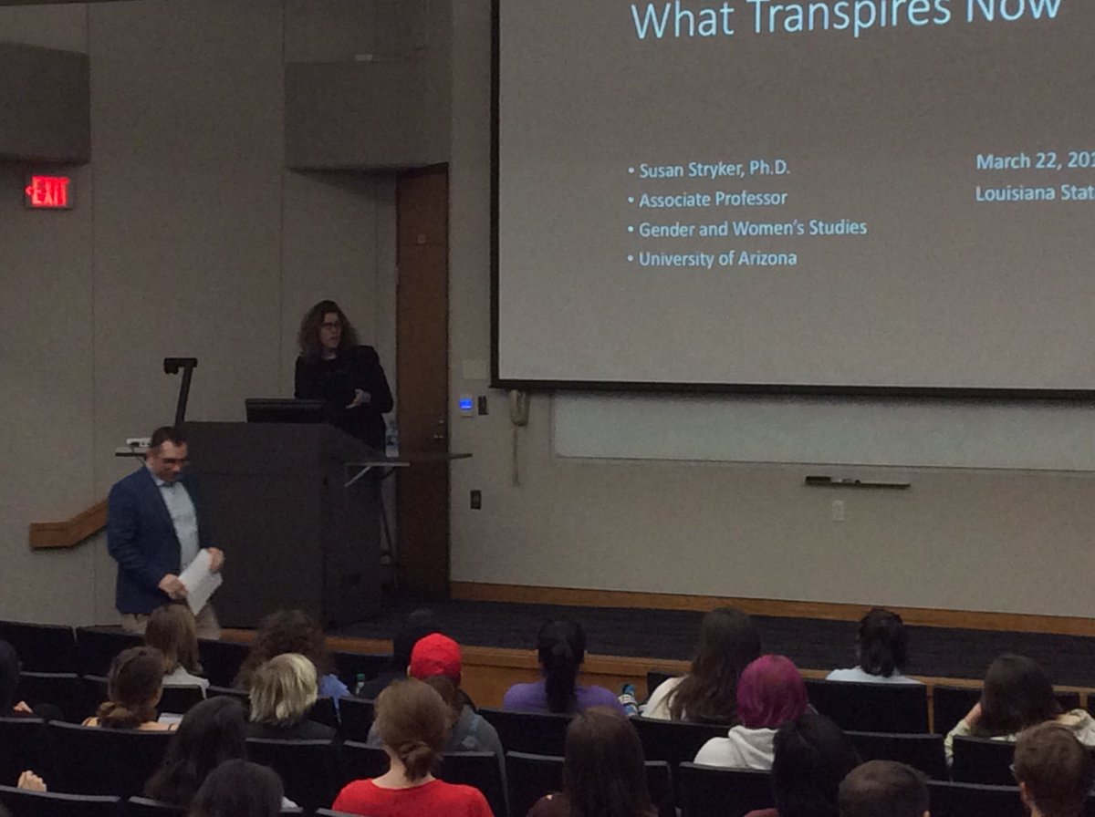 LSUwgs's tweet photo. Yesterday was one for the books! We are so grateful and honored to have hosted such an incredible speaker, and also to see such a wonderful turn out of LSU students and faculty. Thank you to everyone who came! #TransLifeLectureSeries https://t.co/EoeBcAYgLE