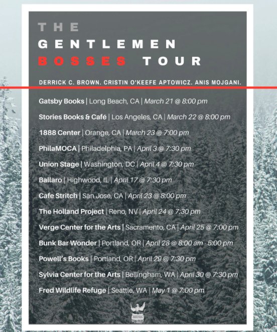 Hitting the road with Cristin O'Keefe Aptowicz and Anis Mojgani! For more info, go to brownpoetry.com. #gentlemenbossestour #poetry #liveshows #writebloody