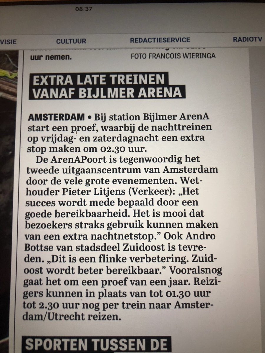 Goed nieuws voor inwoners van en bezoekers aan Zuidoost! Nachttreinen rijden in weekeinden 's nachts langer van en naar Bijlmer ArenA.