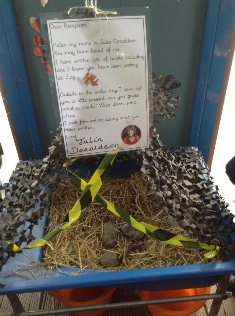 BHPSYearR's tweet photo. Lot's of conversation this week linked to the book Zog, the author Julie Donaldson and the surprise eggs that have been left for us!! https://t.co/Wy9GopcAIO