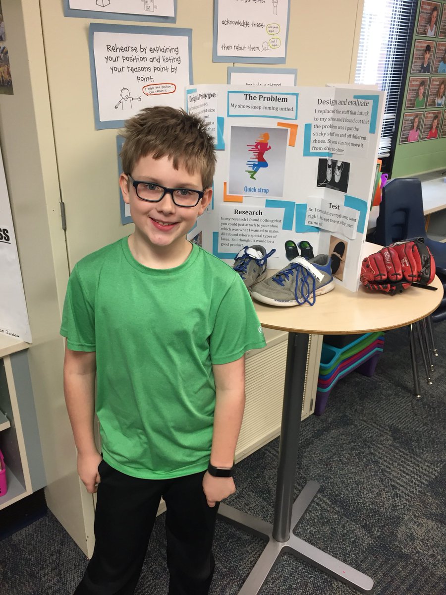 MrsPetersen5th's tweet photo. We’re ready for the Innovation Fair! These students have worked hard! #proudteacher #gwgreats #iteach5th #creativeminds https://t.co/aYXi9iE4AP