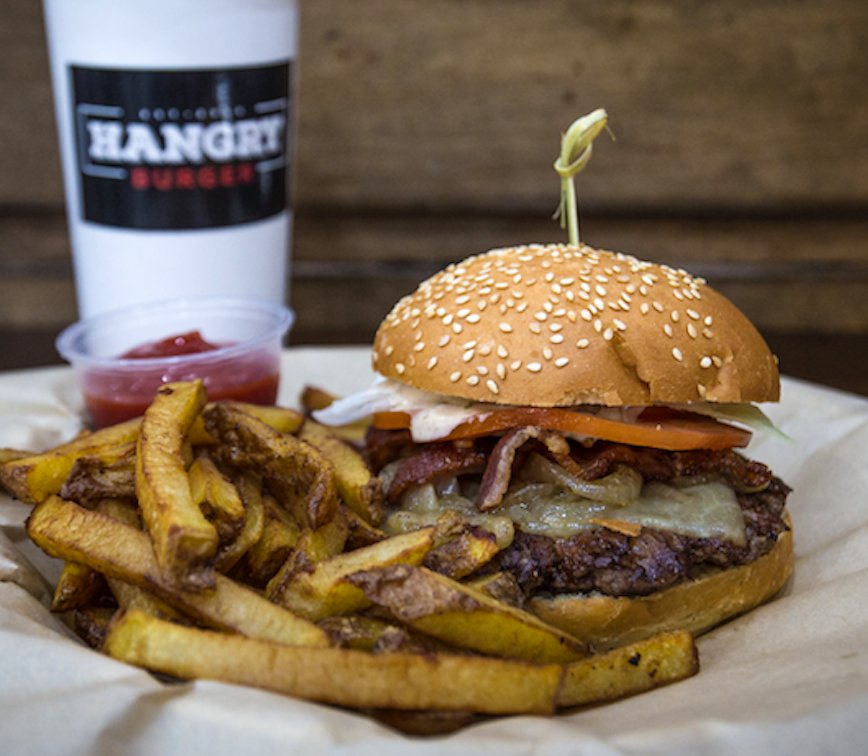 Have you tried our Meltdown? We top it with sauteed Portobello mushrooms, Swiss Cheese, Crispy Shoestring Onions, Lettuce, Tomato, Roasted Garlic Sauce &amp; our signature Hangry Sauce!