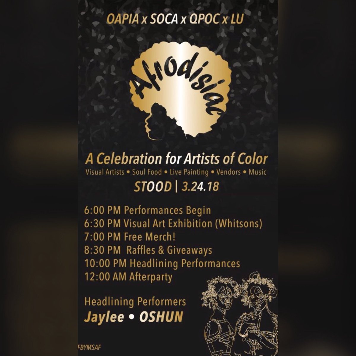 lu_sunypurchase's tweet photo. Happy Friday ! We wanted to just take the chance to remind you all that AFRODISIAC is tomorrow and you all should come out and enjoy the performances, get free merch, food &amp;’ party with us ! ✨ it’s going to be so much fun bring your friends along too ! https://t.co/ajyTi7wt1w