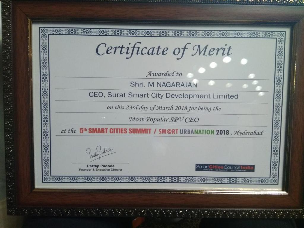 mnagarajan's tweet photo. Happy to be recognized as the Most Popular #SmartCity SPV CEO by @SmartCitiesIn #SmartU18 . Thanks to my team and citizens of #Surat for support. https://t.co/1KUTt19pMq