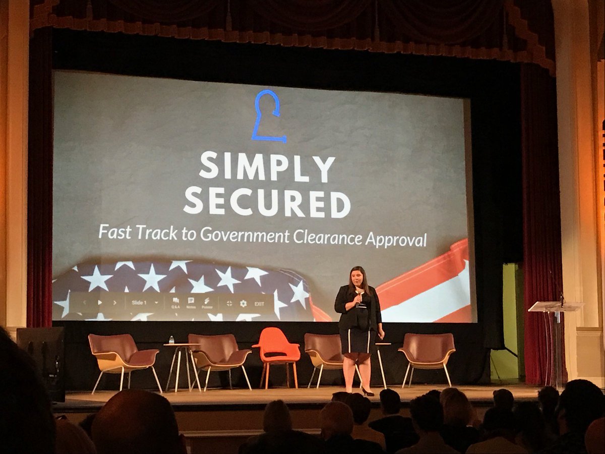 ApexCenterVT's tweet photo. Next is Team @Simply_Secured, a company working to streamline the security clearance process, reduce costs, and allow investigators to focus on flagged candidates. Make sure to follow us on Twitter to keep up with #VTechallenge! https://t.co/ev2MZXE2DO