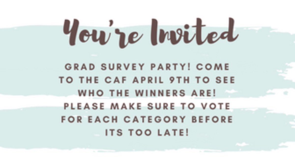 CHCIyearbook's tweet photo. Make sure to come check out the grad survey party on April 9th during lunch! Don’t forget, everyone’s a winner https://t.co/krDde5Jats