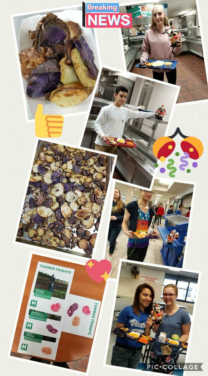 victorskoolcafe's tweet photo. Here they are! Our very own Farmer Friday Victor Potato Heads! Thanks for choosing local farm fresh potato medley as a part of your meal today! https://t.co/9UQsKkDpVm