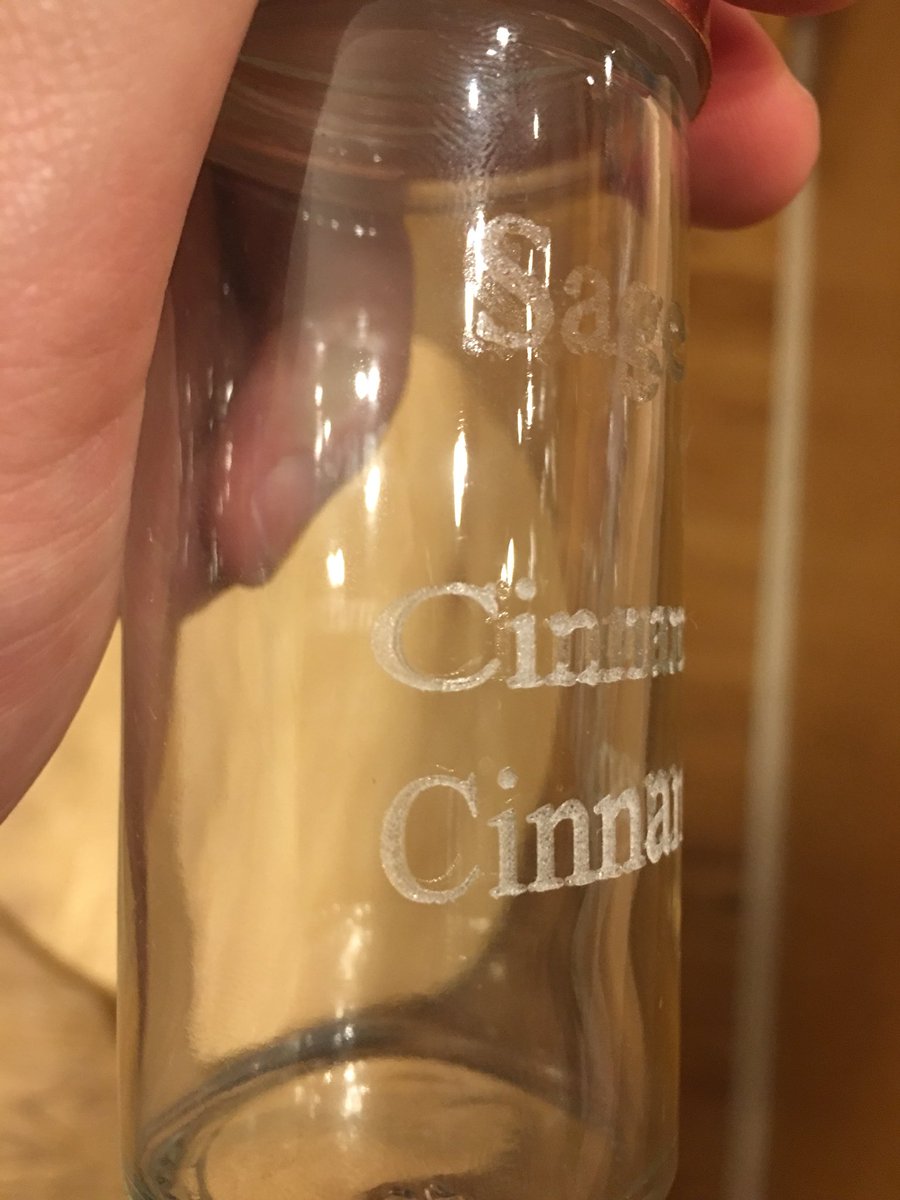 allwinedesigns's tweet photo. I’ve been experimenting with laser etching glass jars with my @glowforge. I compensate for the curvature of the jar in the design as if the wrapped version of the design were projected vertically onto a plane above the jar. #whatmadethis https://t.co/Dlx9fYwrrY