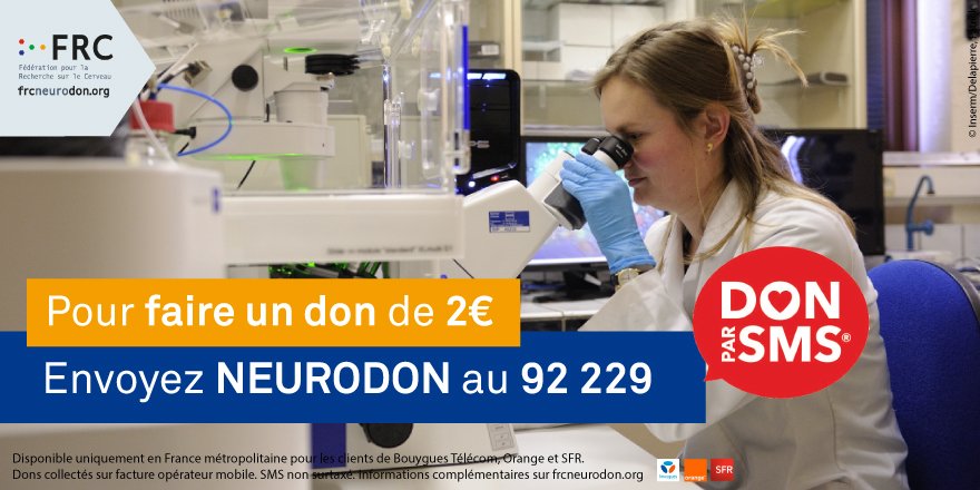 frcneurodon's tweet photo. Campagne nationale du #Neurodon : soutenez la recherche sur le #cerveau depuis votre mobile. Envoyez par SMS Neurodon au 92 229 pour faire un don de 2€
Pour en savoir plus sur : https://t.co/KXlJWiBEPg
#DonSMS https://t.co/Xj9lENp1a2