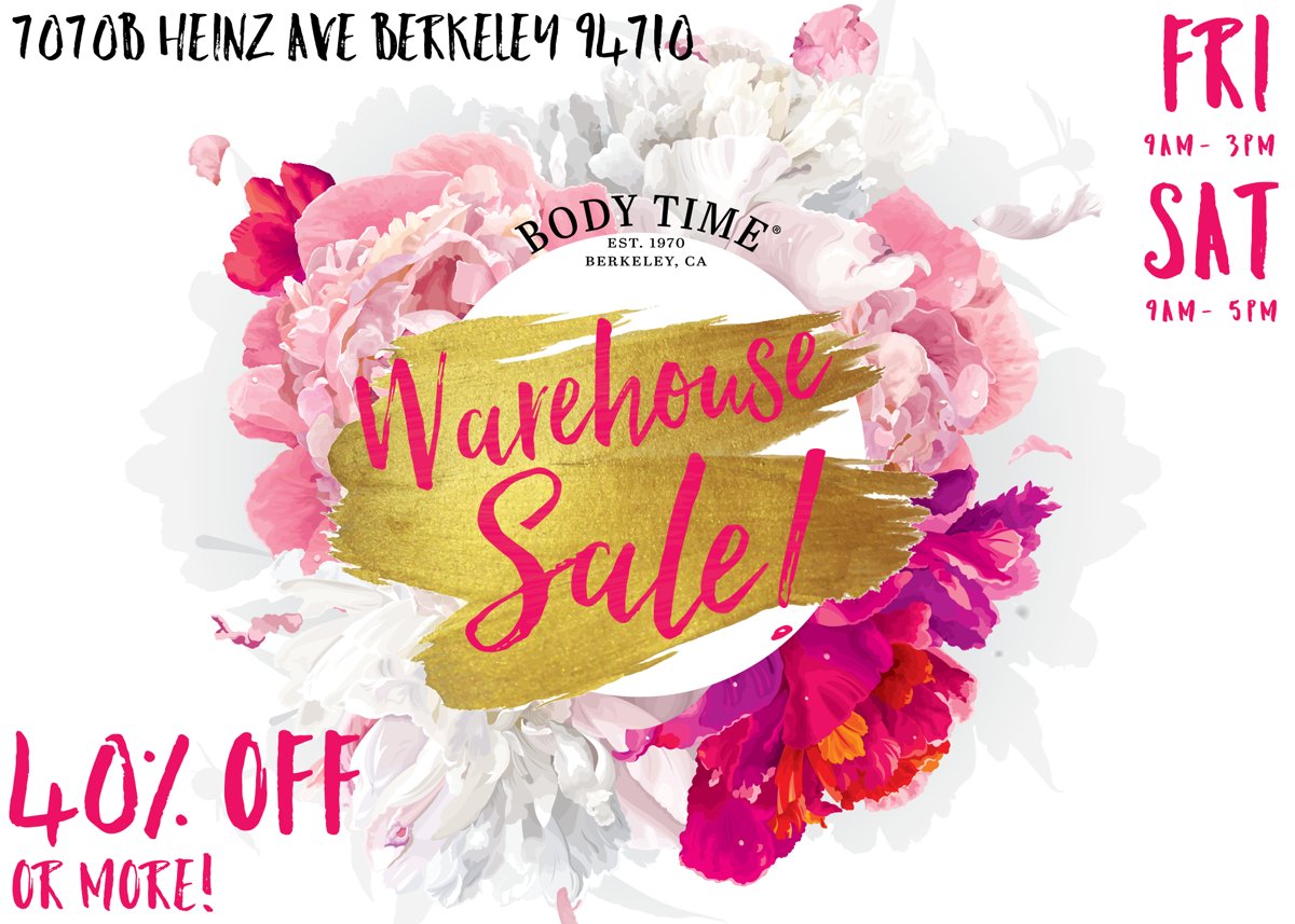 BodyTime1970's tweet photo. We're having a WH overstock clearance SALE! Today and tomorrow come out to 7070b Heinz ave Berkeley 94710.  Come and check out our products, decor and display items for all at least 40% off or more! Hurry now, you don't want to miss an opportunity like this! https://t.co/OvAcUUGIkS