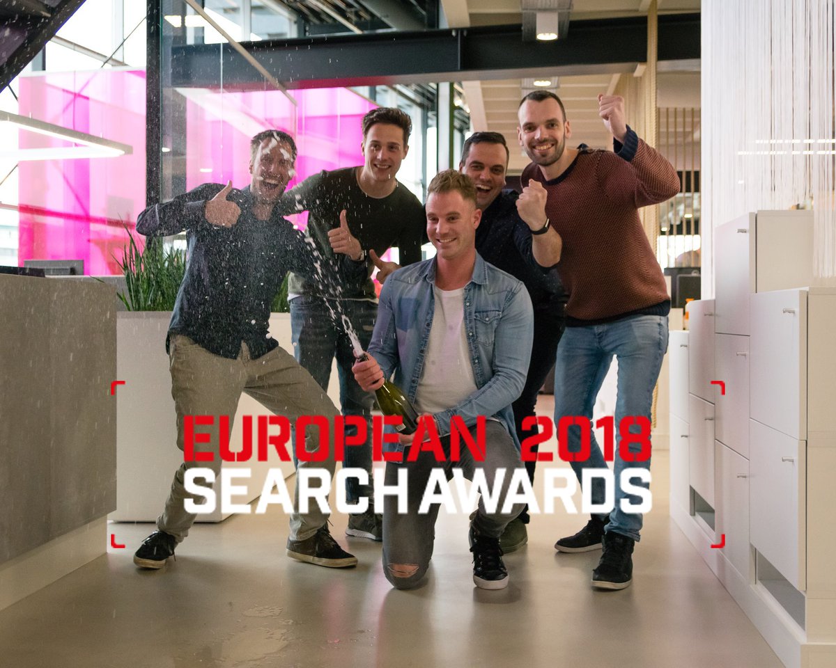 Jeroentl's tweet photo. We beginnen het weekend met bubbels! 2x shortlisted voor de European Search Awards 2018.. Hoe gaaf is dat! #topteam #proud #pragueherewecome https://t.co/uKLp8Hjn7r