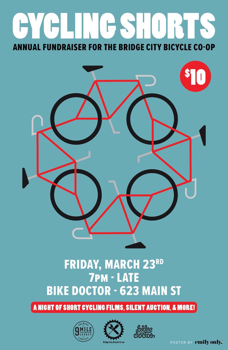 Cycling Shorts is coming to you live tonight, 7 PM, at <a href="/bikedoctorstoon/">The Bike Doctor</a>! Short cycling videos, fantastic silent auction items, 50/50, kid-friendly, great company! Hope to see you there! #yxebikes #yxe