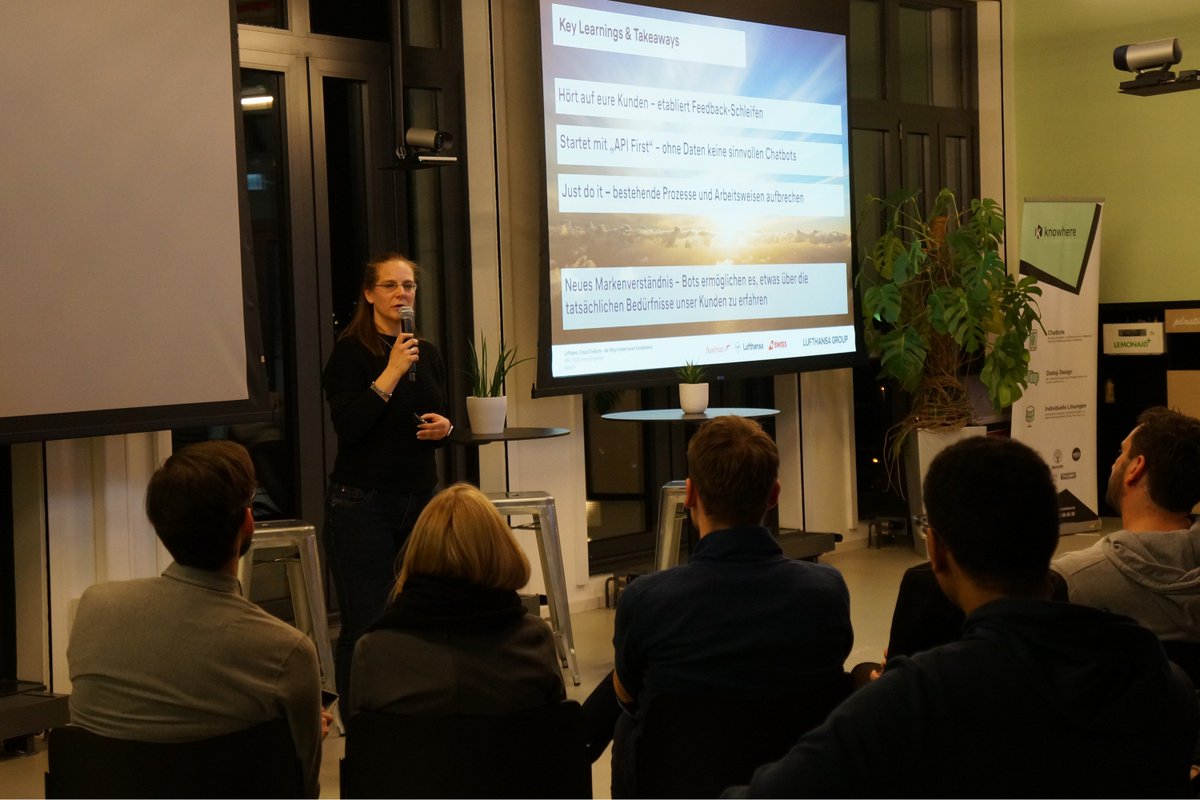 moin_ai's tweet photo. Vor dem #OMR18 haben wir zum #botsHH Meetup eingeladen. Neben Insights & Best Practice von @facebook zum @messenger gab es von @lufthansa und @JungvMattsports spannende Learnings von der Entwicklung ihrer #Chatbots. Werde jetzt Teil der Community ➡️ https://t.co/WNHNEa7g48 https://t.co/Gubxfxg0qg