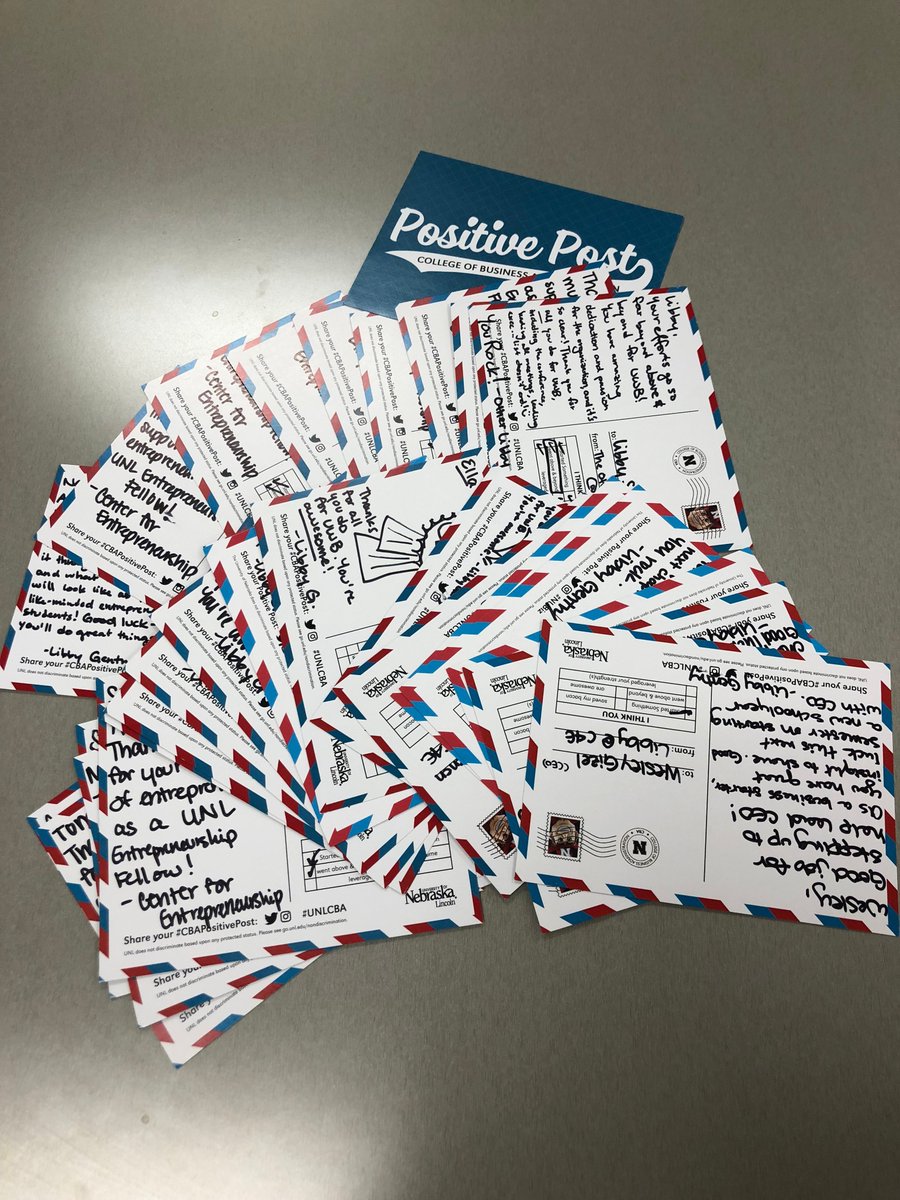 nebraskaentr's tweet photo. 31 #CoBPositivePost to students and C4E fellows going out today. Love the Positive Post Madness. #NUBiz #TeamACCTandCMER https://t.co/VlCO3dkT3p