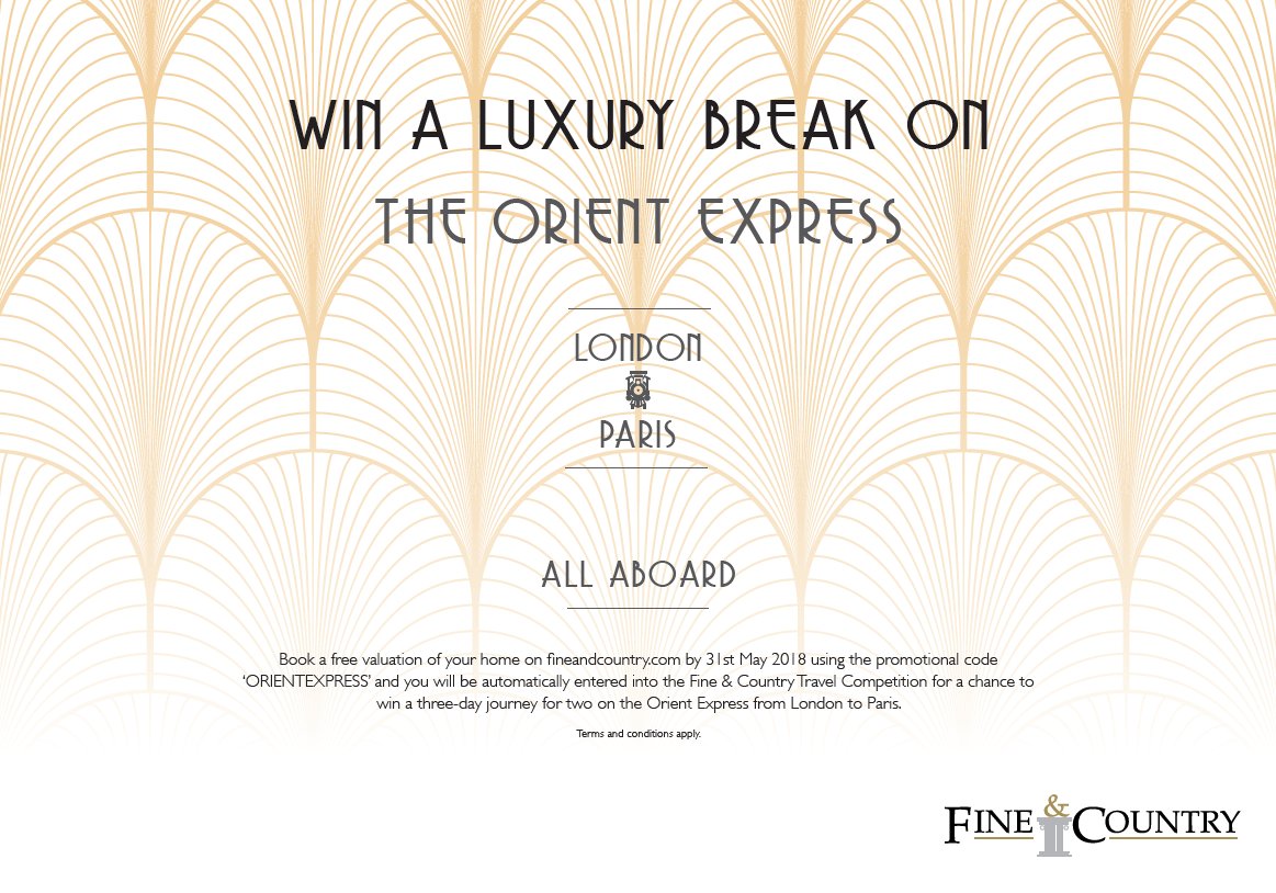 FandCBSE's tweet photo. We are running a Travel Competition, where anyone who books a valuation on https://t.co/k3Q3u5FDHB using the promotional code 'ORIENTEXPRESS' will automatically be automatically entered to win a three-day journey for two on the Orient Express from London to Paris. https://t.co/a5wbzivNoh