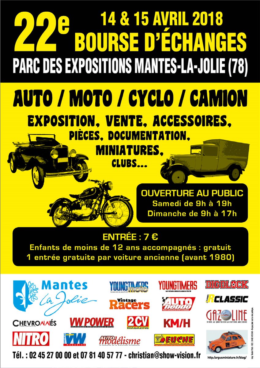 ACO_CD78's tweet photo. Bourse d’échanges de Mantes la Jolie les samedi 14 et dimanche 15 avril 2018.
La Commission Départementale ACO des Yvelines sera présente au Parc des Expositions.
Entrée gratuite pour les membres ACO sur présentation de la carte d’adhérent en cours de validité. https://t.co/rPS6S1q5EN