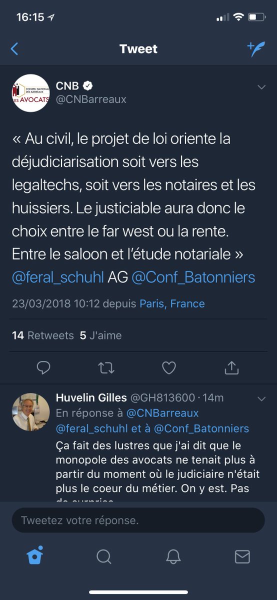 A lire les tweets du CNB , et de sa Présidente , les avocats n'ont guère d'estime pour les autres auxiliaires de justice ainsi que pour les services du Parquet et de Police  !! <a href="/CNBarreaux/">Conseil national des barreaux - les avocats</a>