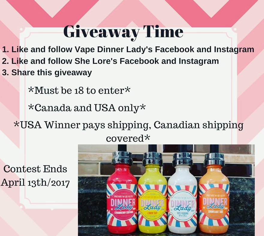 SheLoreBlog's tweet image. GIVEAWAY TIME!! 🎉🎊 Follow the steps provided to enter! 
#Vape #vapefamily #vapefam #vapers #eliquids #vapegiveaway #ecigs #giveaway #vapedinnerlady #vaping #vapingcommunity #vaper #stayfoggy #vapeporn #vapelife #VapeOn #VapeLyfe