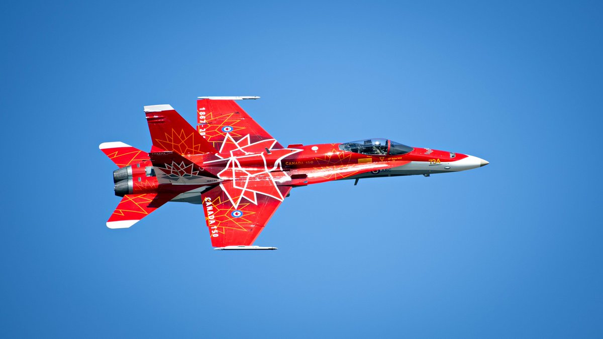 RCAF_ARC's tweet photo. The countdown continues!
Join us as we count down the days to the 2018 @CF18 Demo Hornet unveiling on April 3rd by going through the Demo jets of the past.
Next up is the 2017 Demo Hornet, which was painted to commemorate the 150th Anniversary of the Confederation of Canada. https://t.co/omf28HHHI9