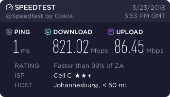 Regardt's tweet photo. Oh! my! god!
The Internet now belongs to me. #TheBestinTech #NetgearXR500 #CellC1Gbps #dropsmic #thisiswork https://t.co/D7lNW7GpgN