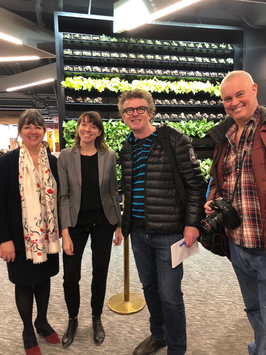 What a breath of fresh air @Brendanshowbiz &  photo/video wiz @ObGazette were! Taking in the #livingwall in #Concordia’s newly transformed #WebsterLibrary w @GuylaineBeaudry & @loriekloda #CUpride #getaloadofthemplants!