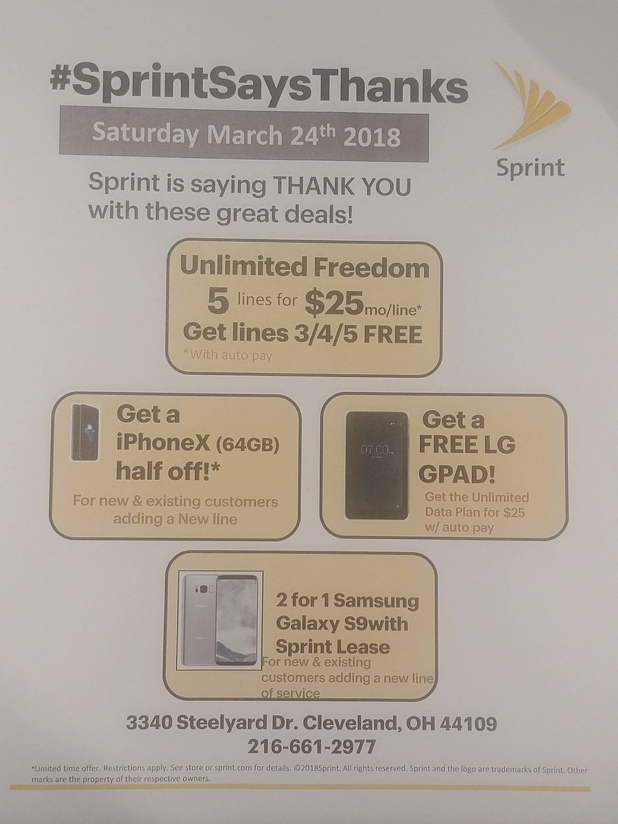 GetSprintDeals's tweet photo. @DowntownCLE @rockhall @Cleveland_PL BUY 1, 🎁 1 on IPhone 8's @Apple &amp; Galaxy S9's @SamsungUS 

Get 2📲 for the price of 1 on IPhone X's 

We Specialize in Business &amp; Personal phone accounts.

https://t.co/WbtHYEQogT https://t.co/fCQn33L9Lf