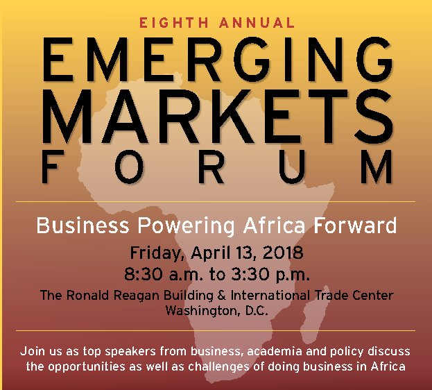 SmithGlobalBiz's tweet photo. Business Powering Africa Forward | RSVP today to attend the Emerging Markets Forum @ReaganITCDC in Washington, D.C., on April 13. The event will focus on doing business in #Africa. #intlbiz #EmergingMarkets #EMForum2018 https://t.co/xmGOgN8JvU https://t.co/bM9jHH3Ae5