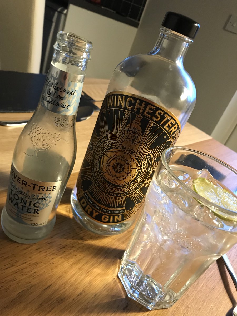 Karl_McDermott's tweet photo. @Winchester_Gin and @FeverTreeMixers is the drink of choice this evening #gin #fevertree #Winchester https://t.co/JprZhkKsRe
