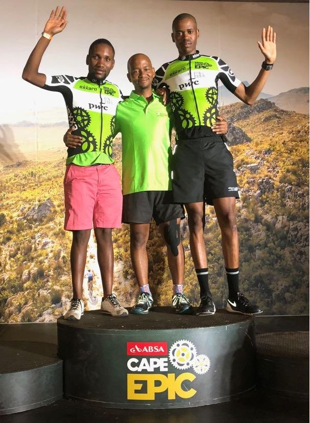 Lucky &amp; Tshepo are owning the top step of the podium for the <a href="/ExxaroResources/">Exxaro</a> Green jersey at this year's <a href="/CapeEpic/">capeepic</a> 
Can anyone catch them with 2 days remaining? #AbsaCapeEpic2018 #Untamed
