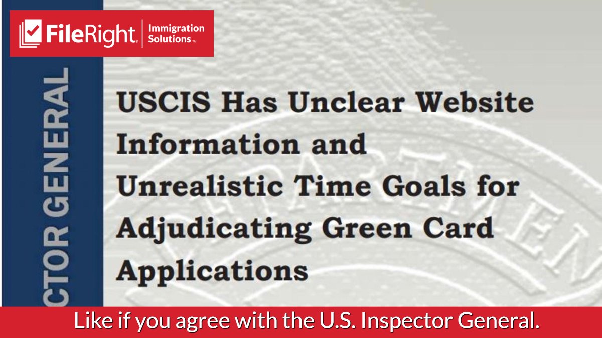 fileright's tweet image. The Office of Inspector General says the USCIS processing information on it&apos;s website is confusing... what do you think?
#USCIS #Immigration #FileRight #GreenCard #Naturalization #Citizenship