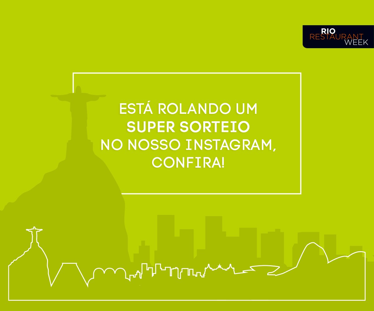 Temos mais uma promoção da 18ª edição do Rio de Janeiro que vai de 16/03 a 08/04, rolando nosso Instagram (@restaurantweekbrasil). São dois ganhadores, corre lá!