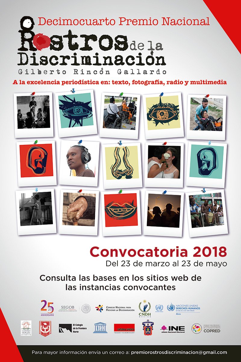elcolef's tweet photo. ¡Recuerda participar en la convocatoria! ►https://t.co/OMWQCTXcx7
#CONAPRED #CNDH #INE #Onudh
#UADT #UNESCO #UDG #PremioRostros2018 #CDHDF #COPRED #FundaciónGilbertoRincónGallardo https://t.co/TCPHoojXVY