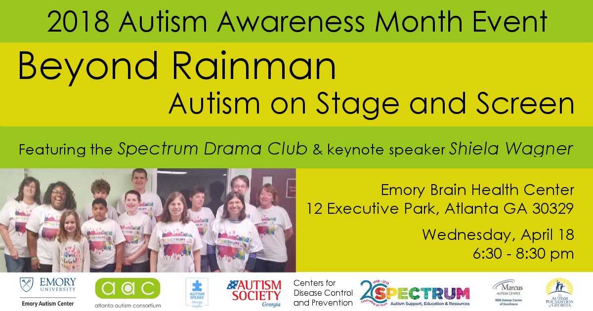 Less than 4 weeks to go! Spend an evening with the Emory Autism Center and partners supporting the Atlanta-area autism community, looking at autism representation on stage and screen. No registration required. Seating and light refreshments available on 1st-come-1st-serve basis.