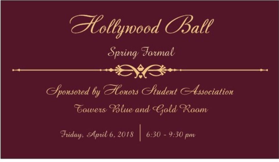 HSA is selling tickets in the Mountainlair for the Hollywood Ball! Single ticket: $20. Couples: $30. Card is accepted! @HonorsCollege <a href="/WVUSEL/">WVUStudentEngagement</a>