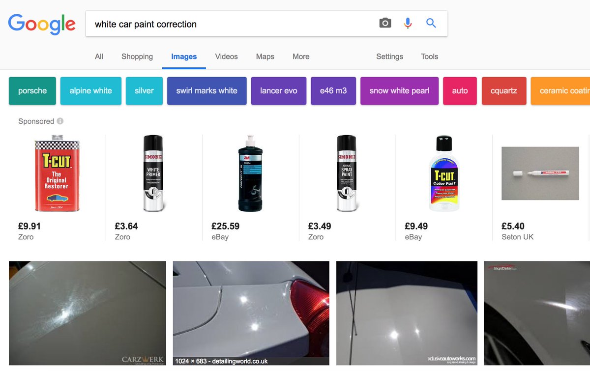 DanClicky's tweet photo. @Google now using shopping ads above your image search. #PPC https://t.co/YppCiJWB2I