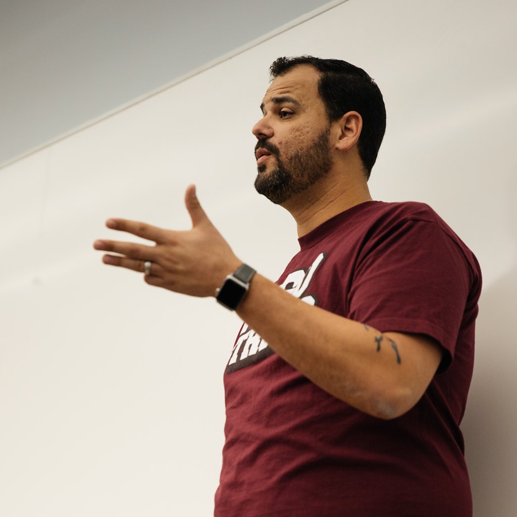 BelmontUniv's tweet photo. Thanks to Ray Posada, Belmont alum and teacher at Marjory Stoneman Douglas High School, for sharing his story today. #belmontgram #msdstrong (📷: Ben Sherrill) https://t.co/MCUEQVD75Y