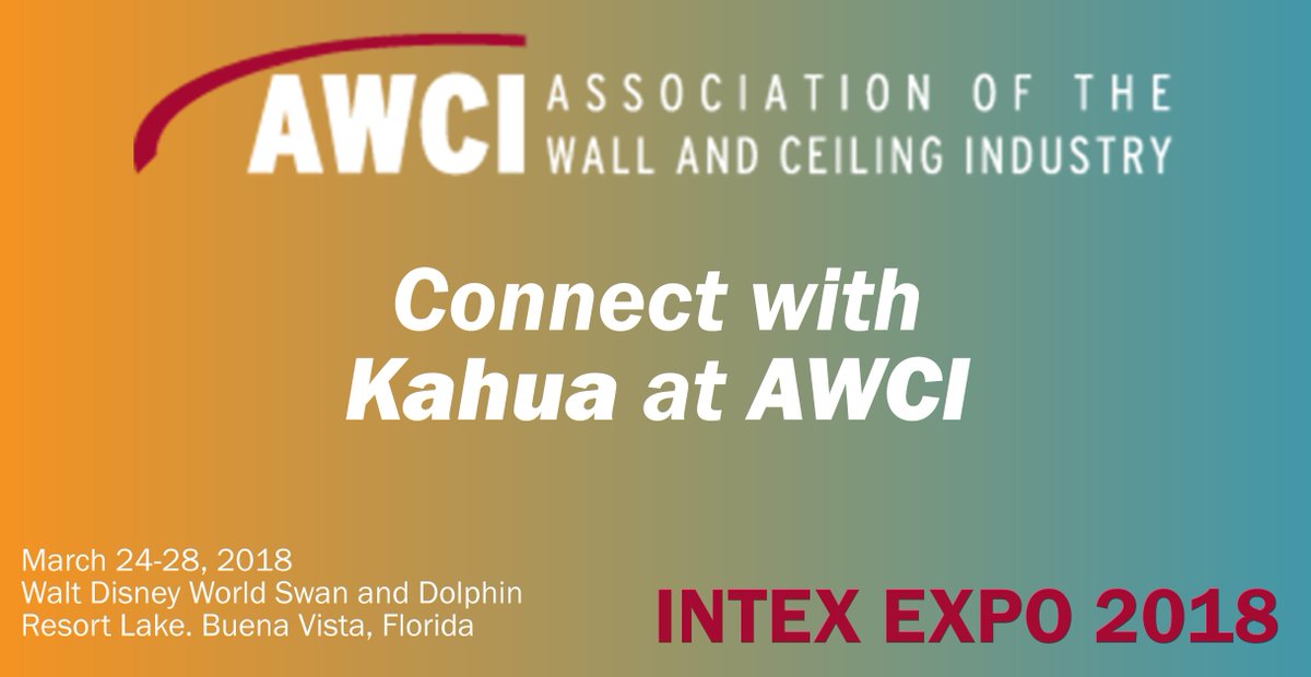 KahuaInc's tweet photo. Headed to Orlando for @AWCI_INFO Convention & Intex Expo! Excited to show #INTEX18 how Kahua connects field to office. https://t.co/9r4Ejd24sI https://t.co/ql2KtNV6Jx