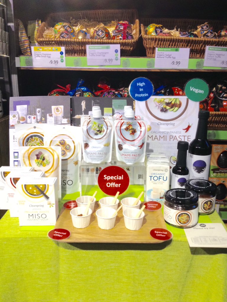 ClearspringUK's tweet photo. We're sampling #UmamiPaste for #CherryBlossomFestival @WholeFoodsUK in #StokeNewington #today ! Come and try๐ #Organic #Vegan #25yearsofclearspring #wholefoods https://t.co/C3xzbcb1hj