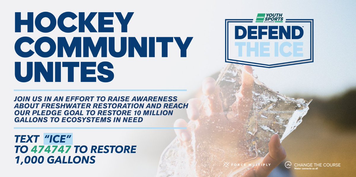 mnwild's tweet image. It's #NHLGreen month.

Help us support @greenyouthsport, #DefendTheIce by texting "ICE" to 474747 to restore 1,000 gallons.