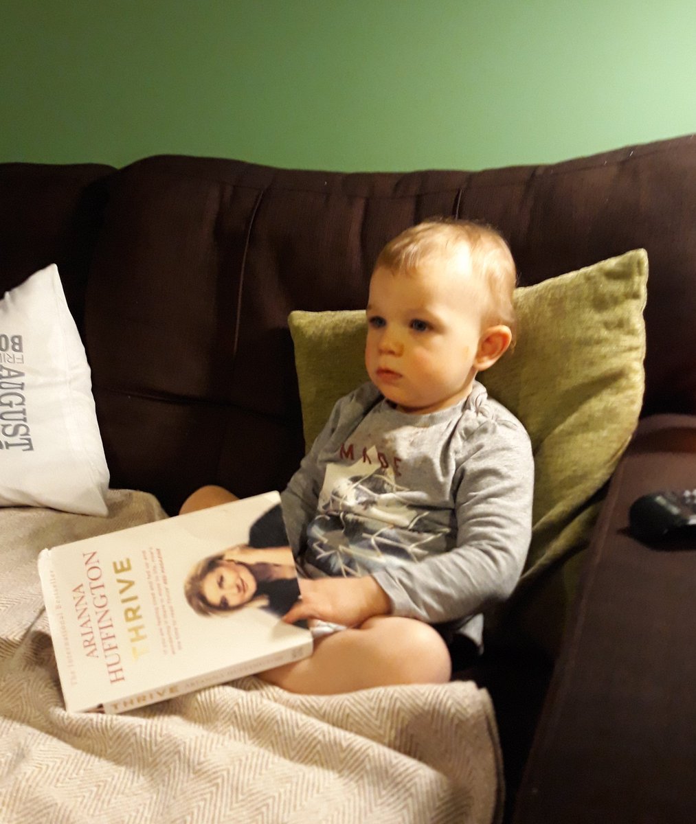 KateyK's tweet photo. Just walked into the living room to find this! #boylovesbooks #nevertooearly @ariannahuff https://t.co/sSdUNqJlYR